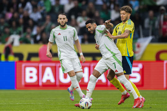 Riyad Mahrez of Algeria and Anton Salétros of Sweden