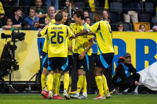 Ken Sema of Sweden celebrate his 2-0 goal with Jordan