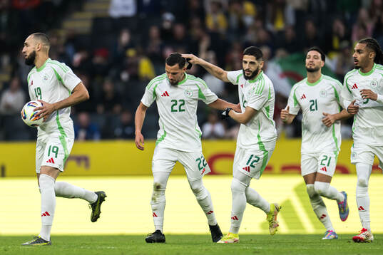 Ismael Bennacer of Algeria celebrating his 4-1 goal