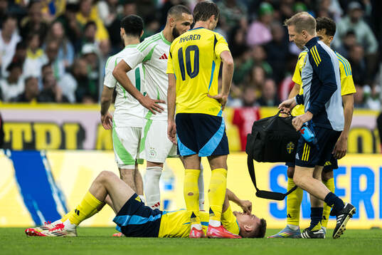 Emil Holm of Sweden in pain