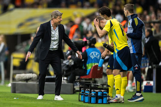 Head coach Jon Dahl Tomasson, Hugo Bolin and Besfort Zeneli