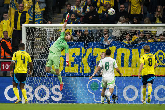 Goalkeeper Viktor Johansson of Sweden
