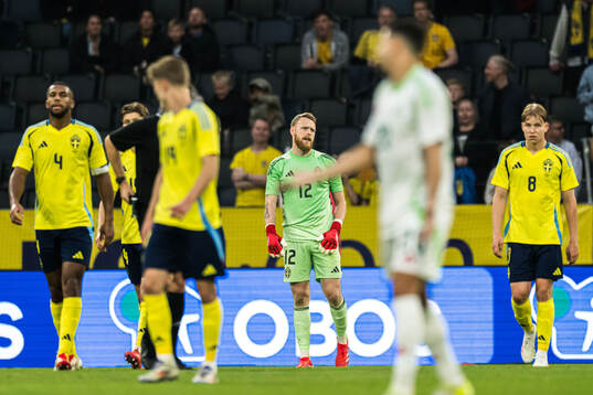 Goalkeeper Viktor Johansson of Sweden looks dejected
