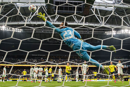 Anton Salétros of Sweden scores the 4-0 goal against