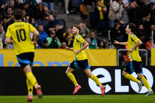 Anton Salétros of Sweden celebrates the 4-0 goal