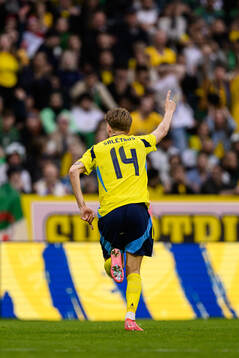 Anton Salétros of Sweden celebrates the 4-0 goal