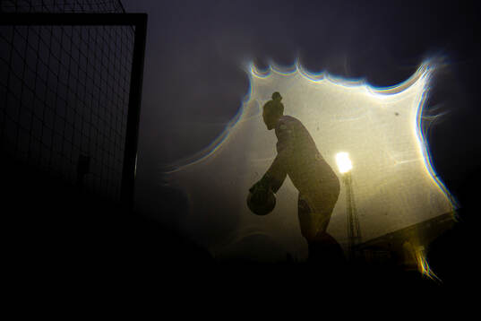 The silhouette of goalkeeper Aubrei Corder of Bodø/Glimt