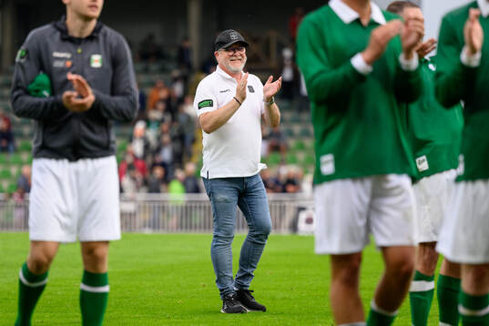 Varbergs tränare Roar Hansen jublar
