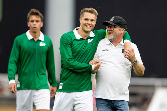 Varbergs Gustav Broman och tränare Roar Hansen