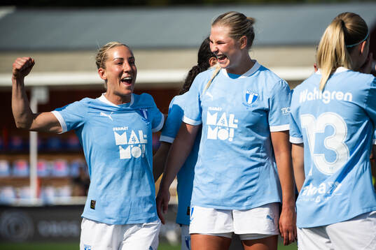 Malmö FFs Mia Persson och Ellen Löfqvist jublar