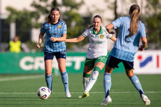 Djurgårdens Elsa Pelgander och Hammarbys Vilde Hasund