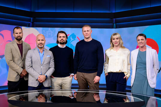 Viaplays Pär Lagerström, Claes Andersson, Axel Olsson,