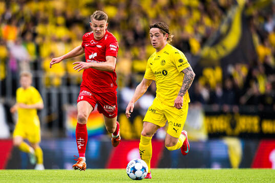 Emil Kornvig of Brann and Patrick Berg of Bodø/Glimt