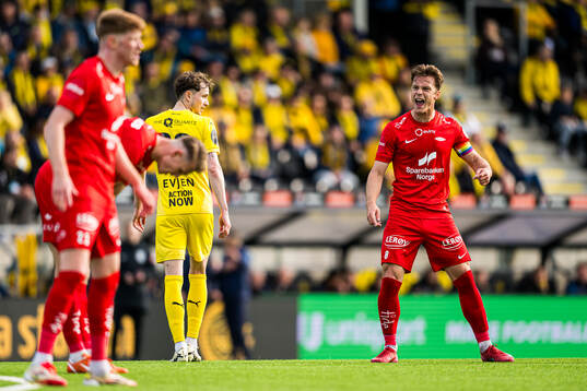 Felix Horn Myhre of Brann reacts