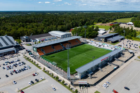 Drönarvy över Hitachi Energy Arena