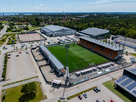Drönarvy över Hitachi Energy Arena
