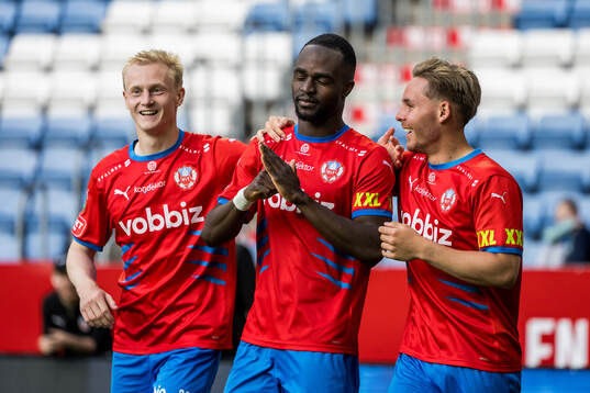 Helsingborgs Oscar Aga, Adam Akimey och Simon Bengtsson