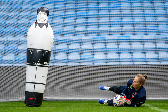 Goalkeeper Aurora Mikalsen of the Norwegian women's