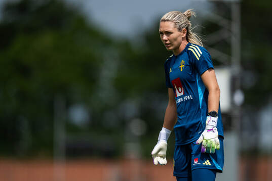 Goalkeeper Jennifer Falk of the Swedish women's national