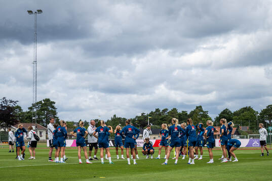 Players and coaches of the Swedish women's national