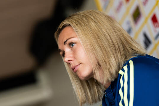 Goalkeeper Jennifer Falk of the Swedish women's national