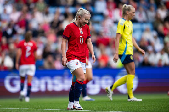 Thea Bjelde of Norway looks dejected