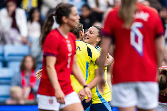 Filippa Angeldahl of Sweden celebrates with Johanna Rytting