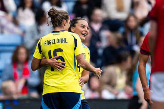 Filippa Angeldahl of Sweden celebrates with Johanna Rytting