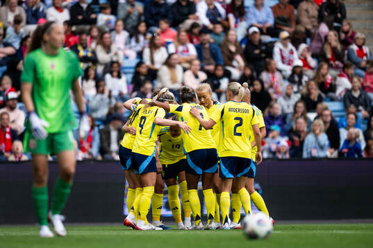 Filippa Angeldahl of Sweden celebrates with teammates