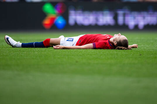 Caroline Graham Hansen of Norway looks dejected