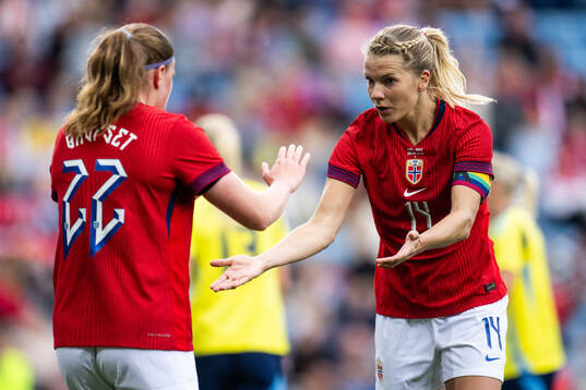 Signe Gaupset and Ada Hegerberg of Norway