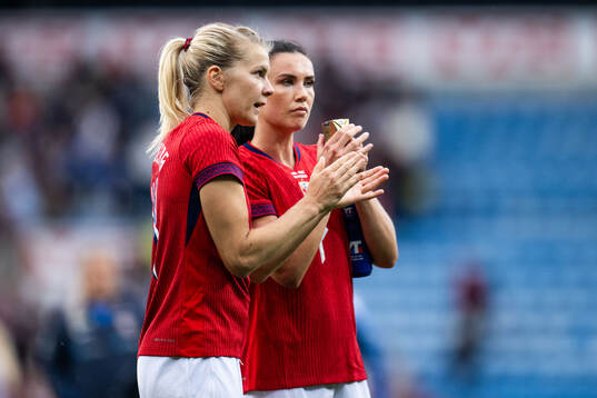 Ada Hegerberg and Ingrid Syrstad Engen of Norway