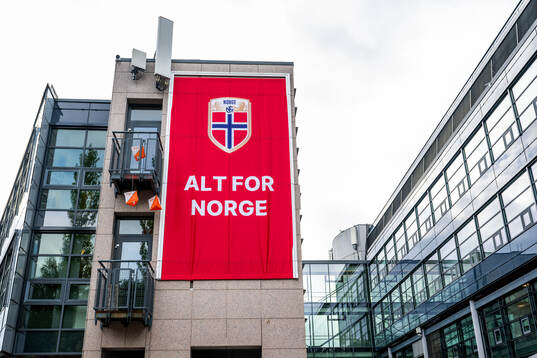 A banner outside of Ullevaal stadion