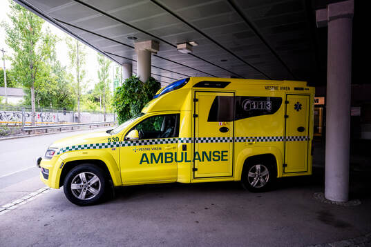 An ambulance outside of Ullevaal stadion