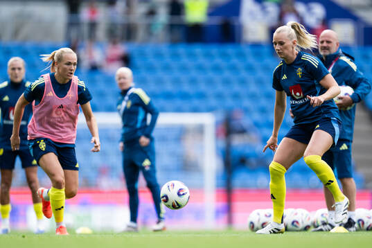 Magdalena Eriksson and Stina Blackstenius of Sweden