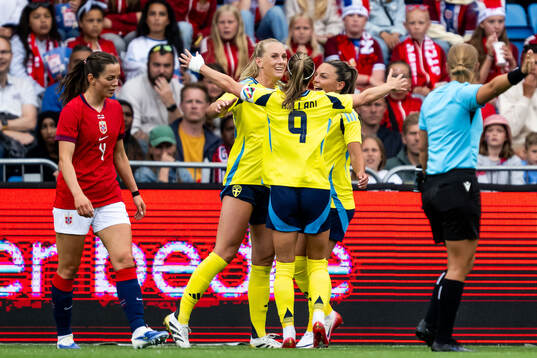 Tuva Hansen of Norway looks dejected while Stina