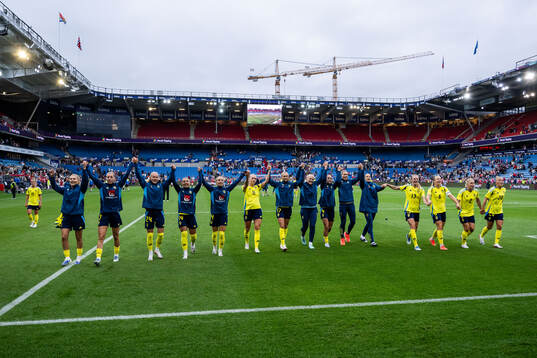 Players of Sweden celebrate