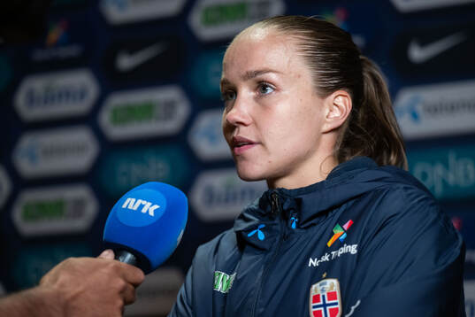Guro Reiten of Norway in mixed zone
