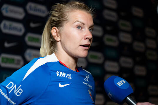 Ada Hegerberg of Norway in mixed zone