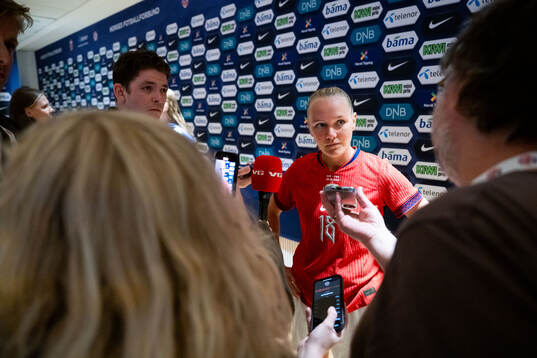 Frida Maanum of Norway in mixed zone