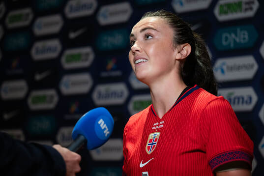 Ingrid Syrstad Engen of Norway in mixed zone