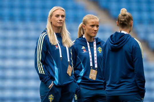 Stina Blackstenius and Smilla Holmberg of Sweden