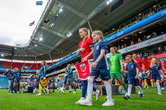 Ada Hegerberg of Norway enters the pitch