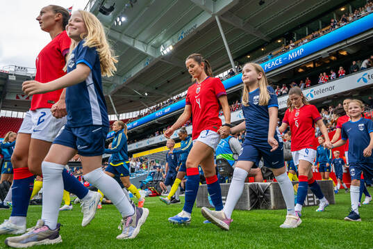 Tuva Hansen of Norway enters the pitch