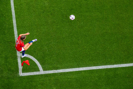 Vilde Bøe Risa of Norway takes a corner kick