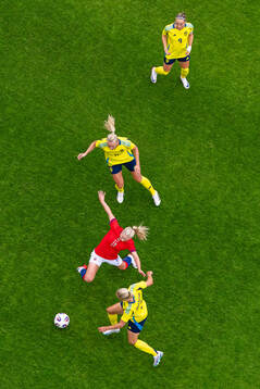 Thea Bjelde of Norway in action against Jonna Andersson,