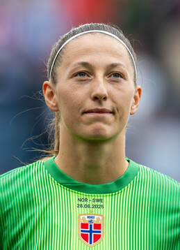 Goalkeeper Cecilie Fiskerstrand of Norway line up