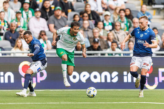 Halmstads Marcus Olsson och Pawel Chrupalla  och Hammarbys