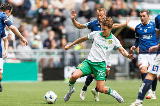 Hammarbys Hampus Skoglund och Halmstads Joel Allansson