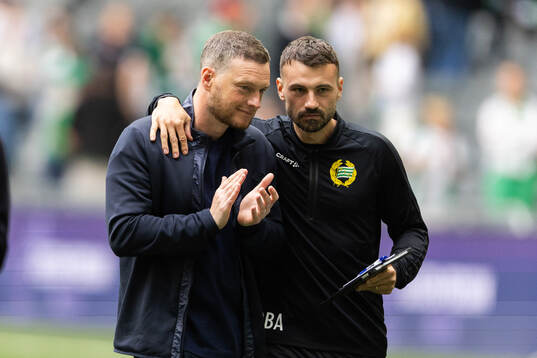 Hammarbys tränare Kim Hellberg och målvaktstränare Dusan